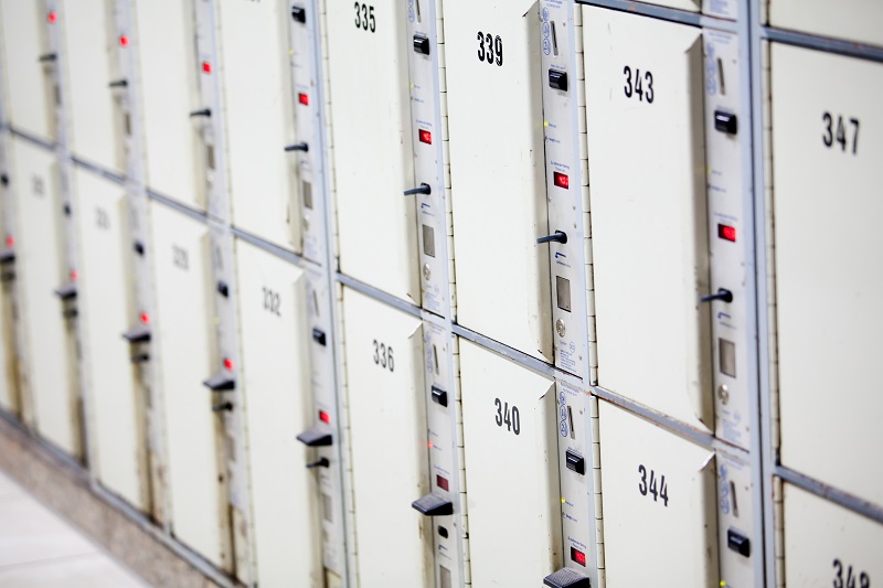 Lockers cabinets in a locker room. lockers at a railway station