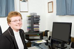 woman in home office