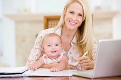 working mom with baby